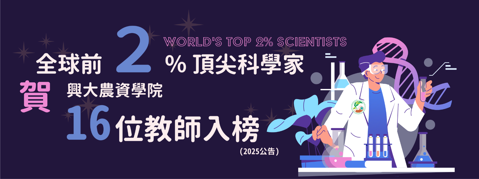 狂賀！本院16位教師入榜史丹佛大學2025公告之「全球前2%頂尖科學家」名單