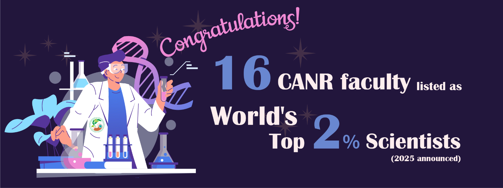 CANR 16 Faculty Members listed as "World's Top 2% Scientists"