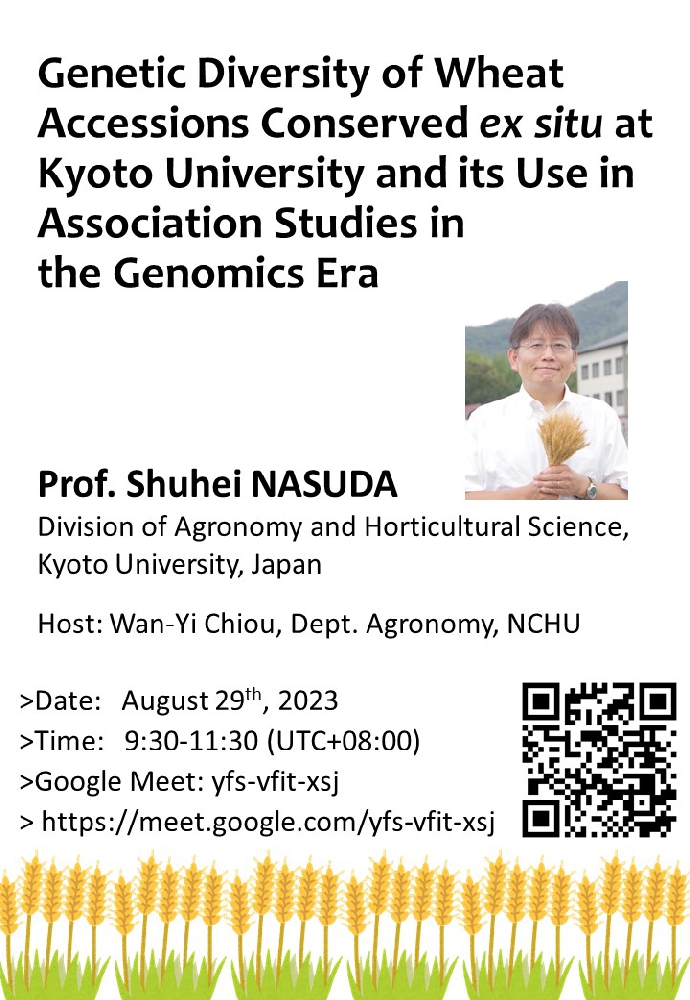 【CANR Series Speech & Course】Agro：Genetic Diversity of Wheat Accessions Conserved ex situ at Kyoto University and its Use in Association Studies in the Genomics Era