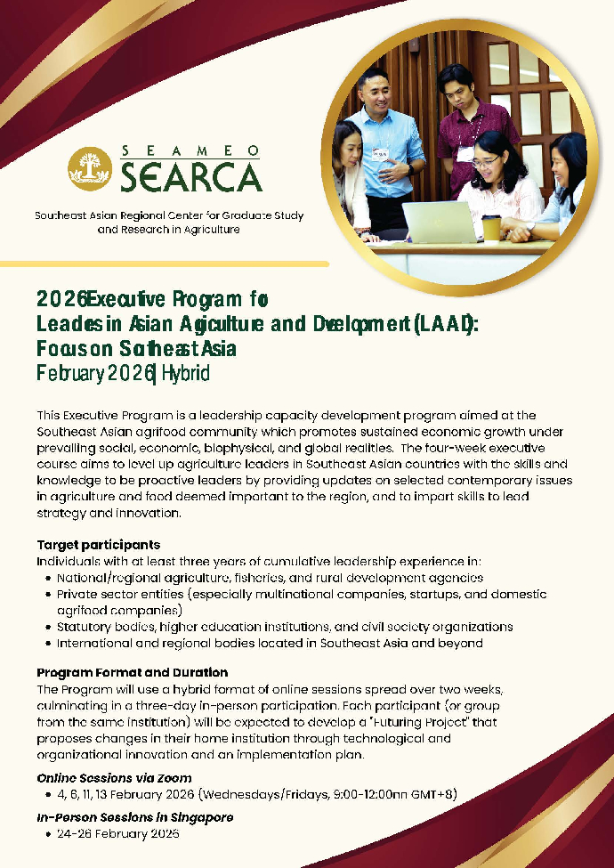 【FW】Call for applications: SEARCA LAAD 2026