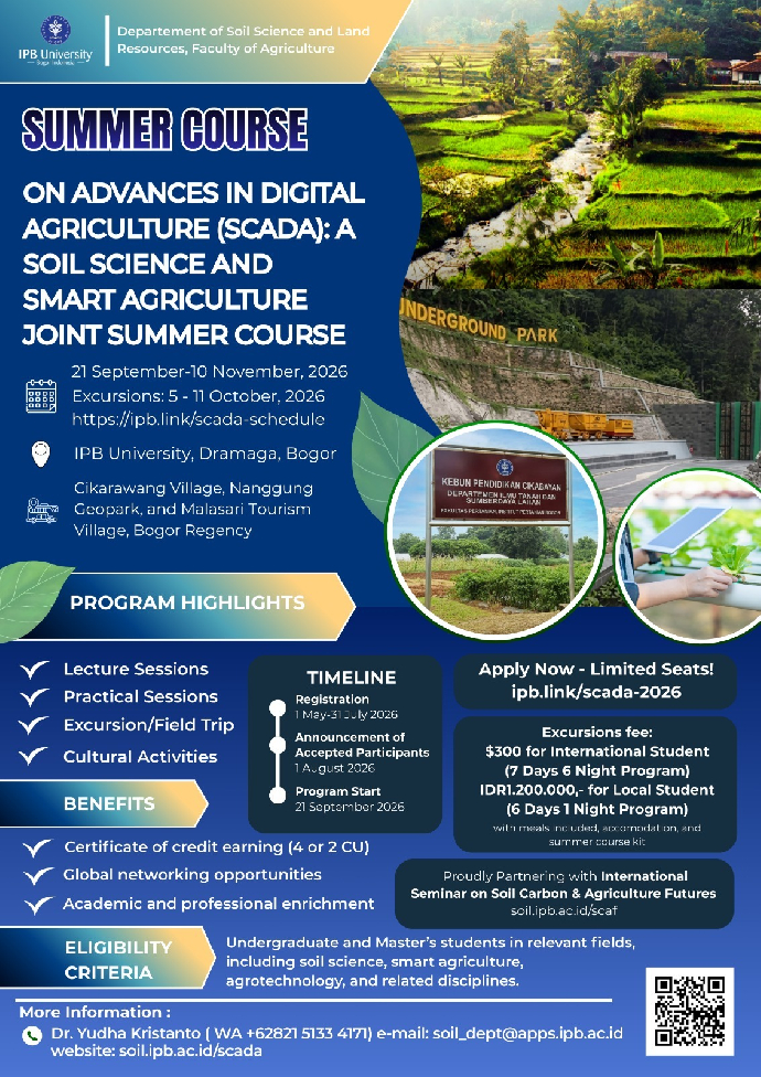 【FW】Invitation to Participate in the Summer Course on Advances in Digital Agriculture (SCADA 2026), IPB University, Indonesia