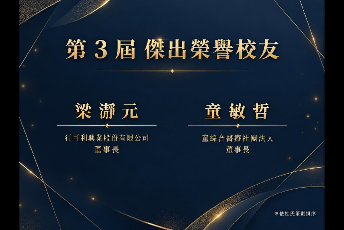 第30屆傑出校友暨第3屆傑出榮譽校友名單揭曉