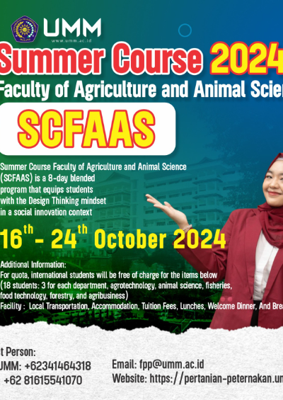 【轉知】SCFAAS 2024 Summer Course Malang, Indonesia (10/16 – 10/24混合課程)