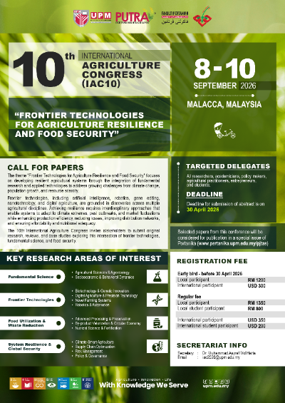 【活動暨徵才】第十屆國際農業大會（IAC10）和第二十五屆亞洲農業院校協會雙年會議（AAACU25）